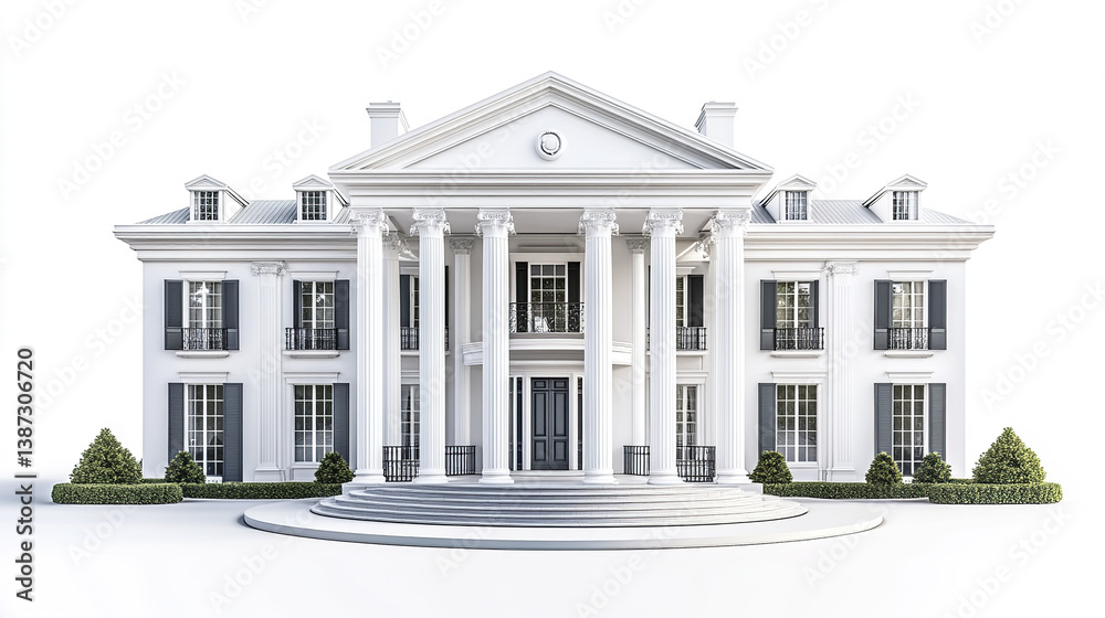 Obraz premium grand colonial style mansion with white columns and elegant symmetry