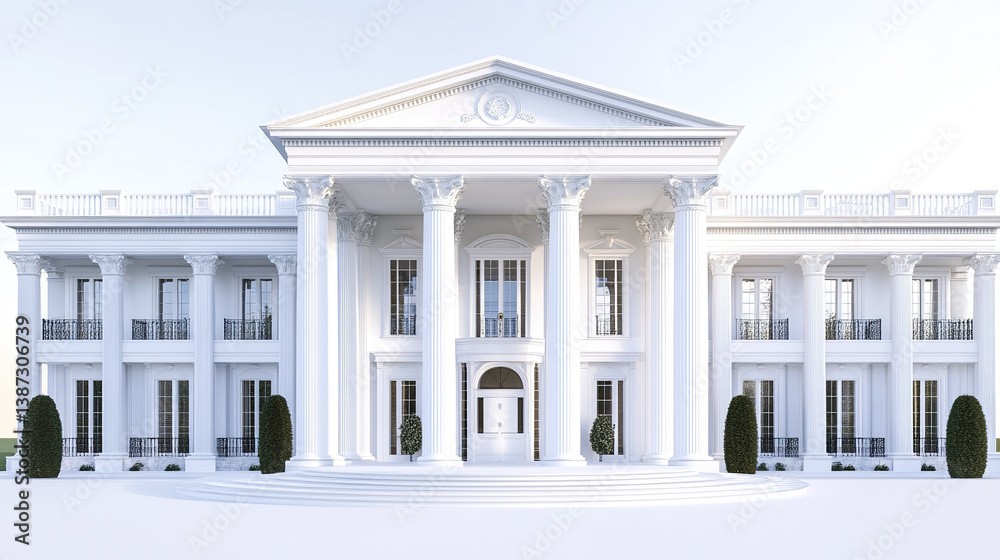 Fototapeta premium grand colonial style mansion with white columns and elegant architecture
