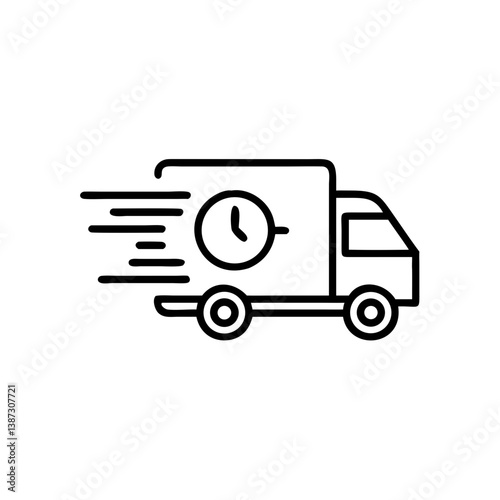 A minimalist line art vector of a delivery truck