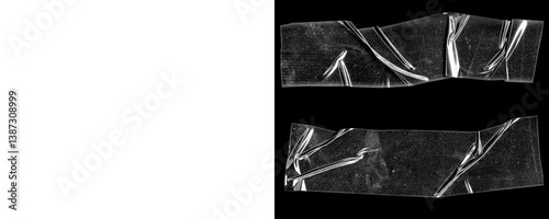 Retro Tape Overlays – Wrinkled Clear Tape PNG for Posters & Art Isolated on a Transparent Background