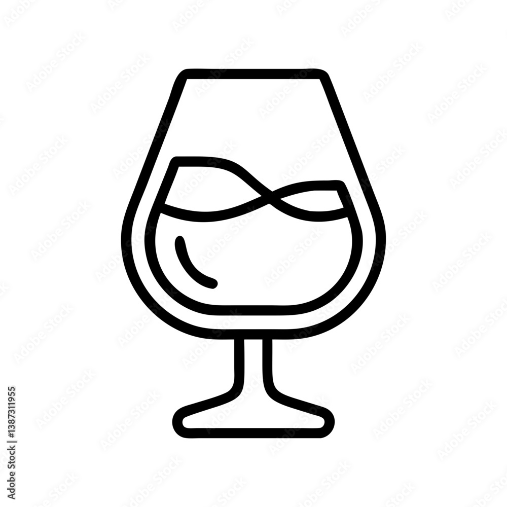 Illustration of cognac glass with liquor drink for bar menu and alcohol beverage related design Illustration of cognac glass with liquor drink for bar menu and alcohol beverage related design