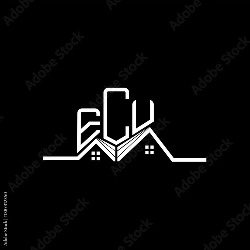 ECU Real State logo design, ECU simple and modern logo. ECU luxurious alphabet design