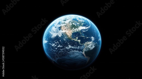 Stunning View of Earth from Space Featuring Blue Oceans and Green Landmasses Under Vibrant Atmosphere