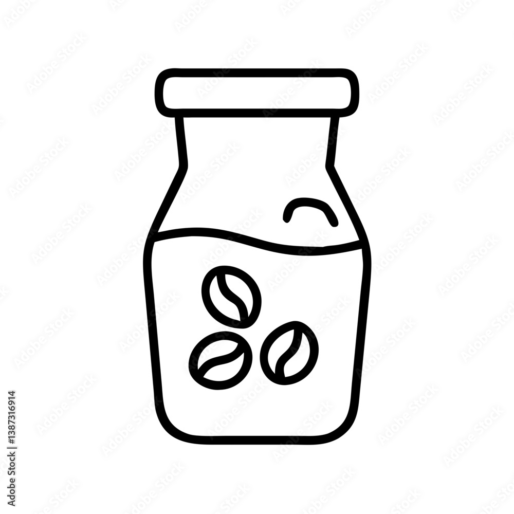 Coffee beans in a jar vector icon illustration, coffee drink, coffee shop, coffee product, caffeine, char Coffee beans in a jar vector icon illustration, coffee drink, coffee shop, coffee product, caffeine, char