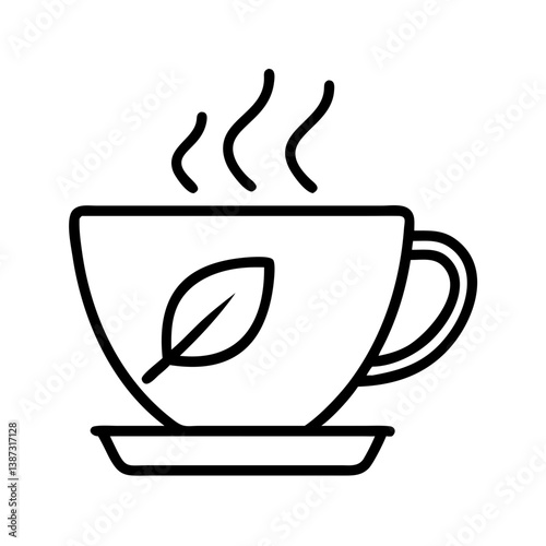 Herbal tea cup with leaf vector design for healthy lifestyle and wellness concept illustration art 