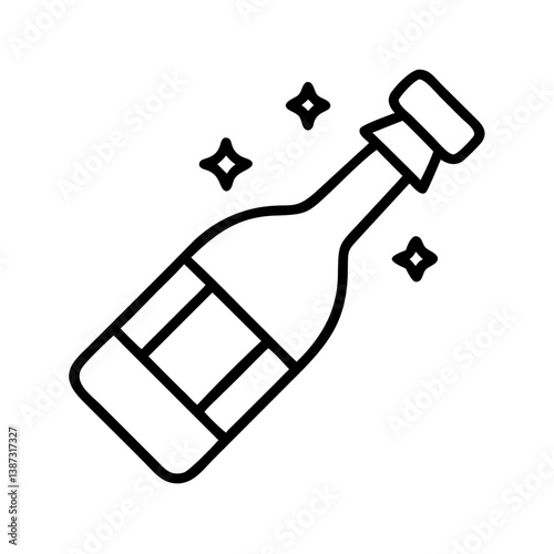 Champagne bottle popping vector icon celebration drink alcohol party sparkling wine cheers new year celebration