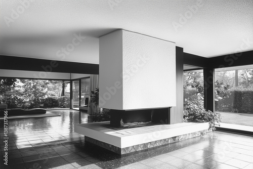 Minimalist White Fireplace in Contemporary Home
