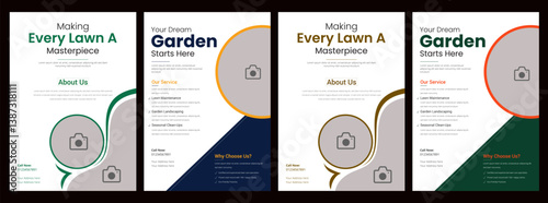 Lawn and gardening service flyer design template.mower landscaping garden service flyer.lawn care garden or landscaping services Tree and gardening service poster leaflet design. Tree and gardening 