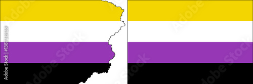Non-binary Pride Flags vector. Standard flag and with torn edges