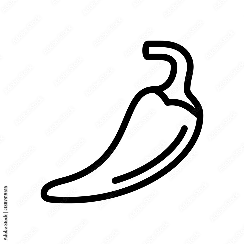 Fruits and vegetables related vector linear icon. Isolated icon chili pepper. Chili pepper outline icon. Online diet menu symbol. Quality design element. Fruits and vegetables related vector linear icon. Isolated icon chili pepper. Chili pepper outline icon. Online diet menu symbol. Quality design element.