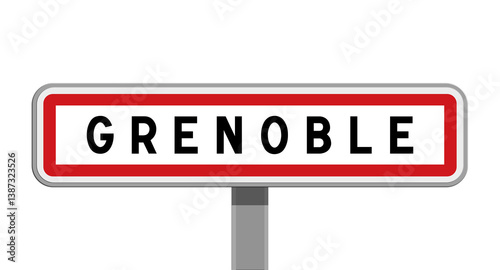 Panneau sur poteau central de Grenoble, Isère, Auvergne-Rhône-Alpes