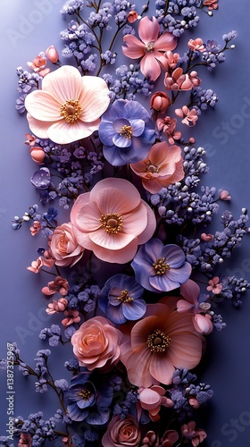 Vibrant Floral Mobile Wallpaper Pink and Purple Flowers on Deep Blue Background  HD Vertical Phone Background

