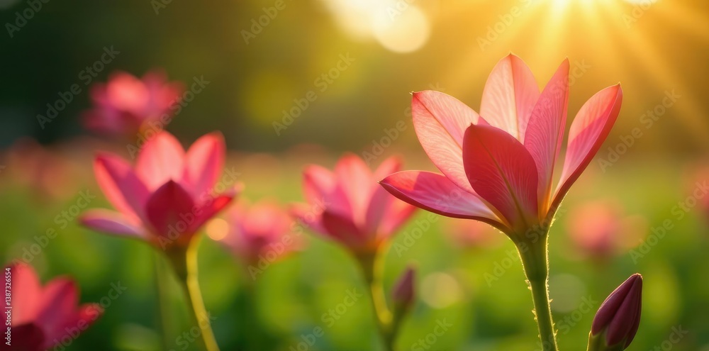 Naklejka premium Delicate alstroemeria flowers unfolding in the sun, nature, flowers, stems