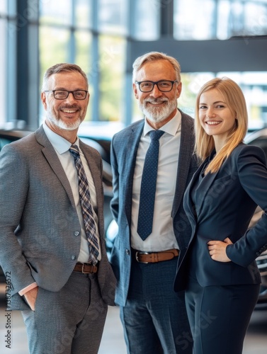Confident dealership team showcasing professionalism and customer focus