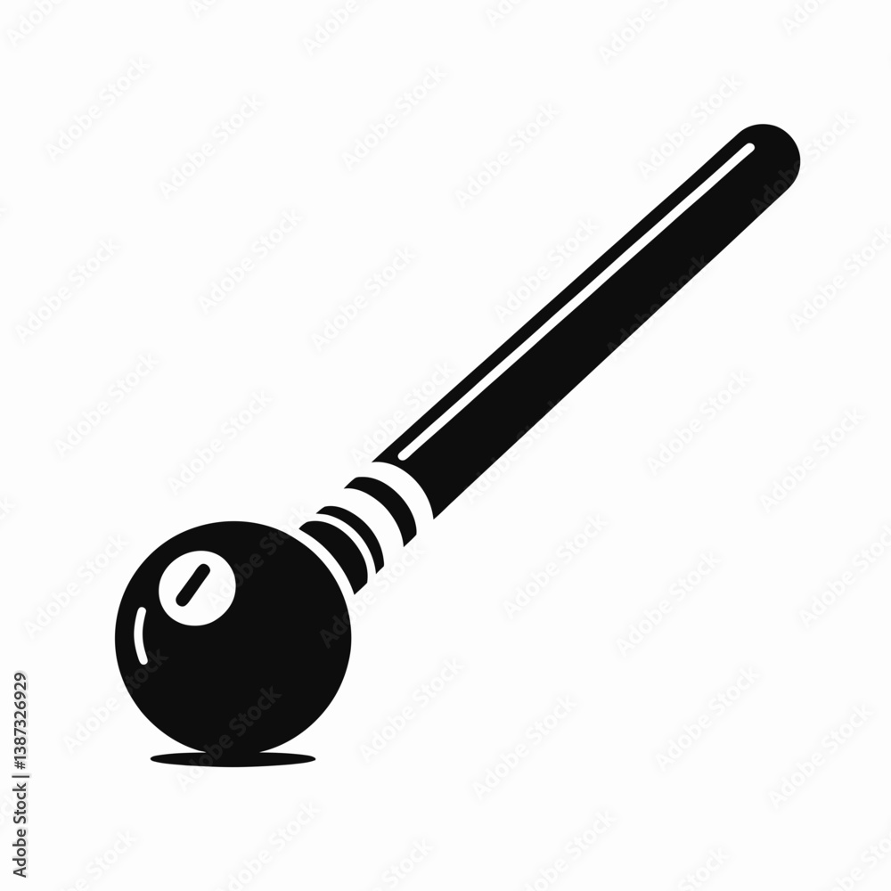 very simple flat and single minimalist Billiard Cue Silhouette in black on a white background very simple flat and single minimalist Billiard Cue Silhouette in black on a white background