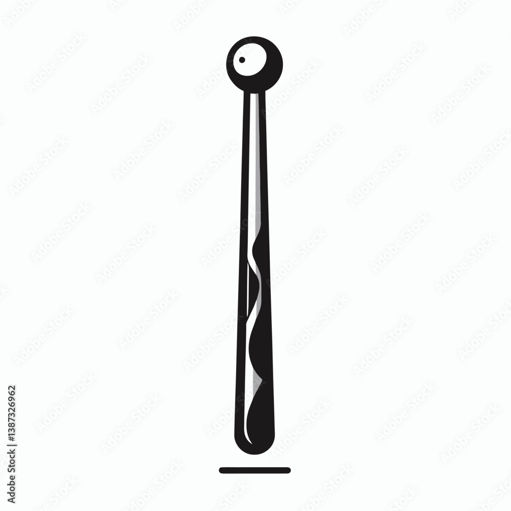 very simple flat and single minimalist Billiard Cue Silhouette in black on a white background very simple flat and single minimalist Billiard Cue Silhouette in black on a white background
