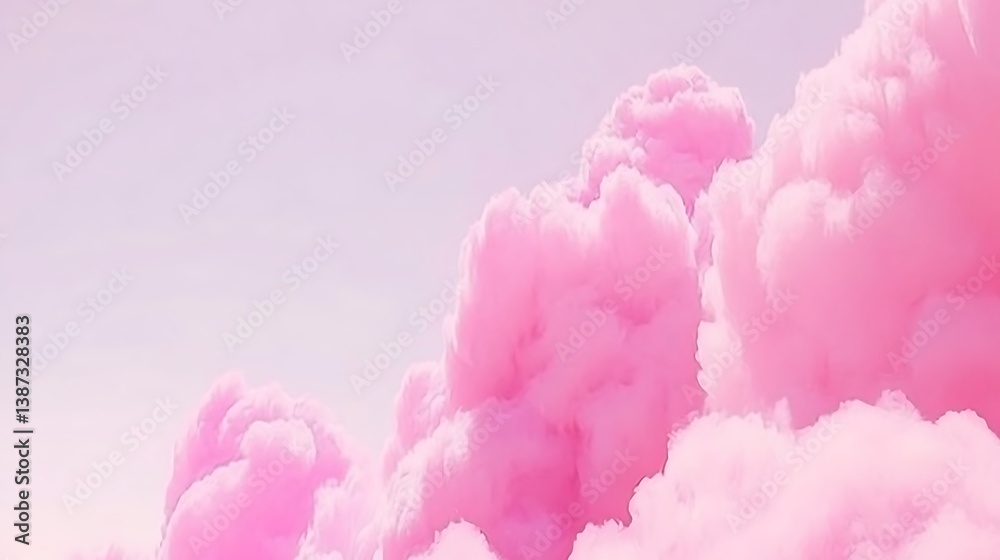 Fototapeta premium Pastel Pink Cloudscape, Dreamy Sky, Whimsical Atmosphere, Perfect for Backgrounds