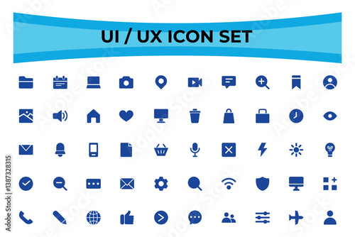 web icons set  .User interface vector icon set. Isolated linear style icon vector design. UI UX solid icon set. user interface icon collection. Icon for user web and apps.