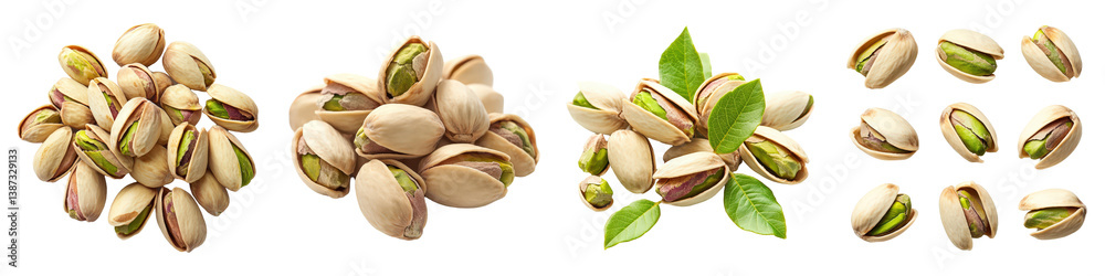 Shelled and Unshelled Pistachios in Four Styles. Shelled and Unshelled Pistachios in Four Styles.