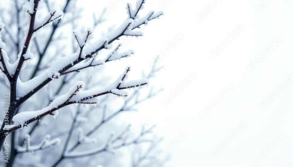 Icy frost covering branches, stark white backdrop, beautiful, hoar frost, art Icy frost covering branches, stark white backdrop, beautiful, hoar frost, art