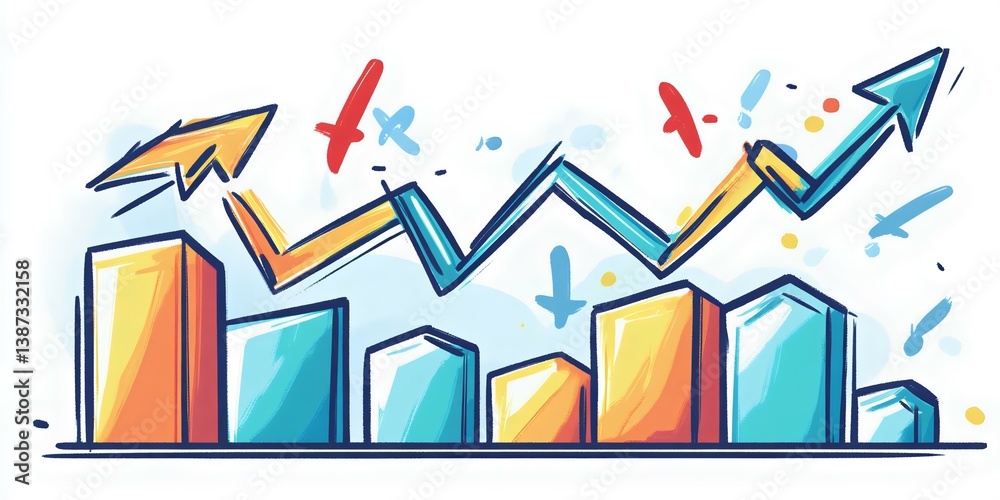 Colorful growth chart illustrating rising trends in business or finance, showcasing statistical progress and success with vibrant graphics. Colorful growth chart illustrating rising trends in business or finance, showcasing statistical progress and success with vibrant graphics.