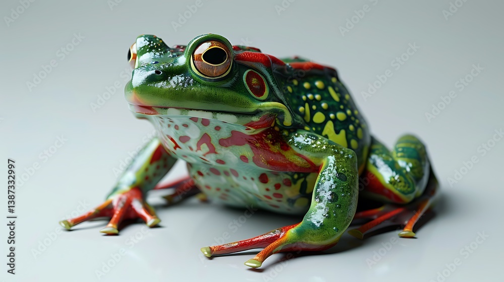 Fototapeta premium 3D model of a multi-colored green frog