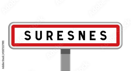 Принти на полотні Panneau sur poteau central d'entrée de ville de Suresnes