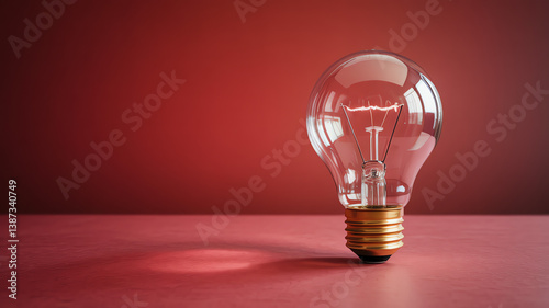 light bulb on red background