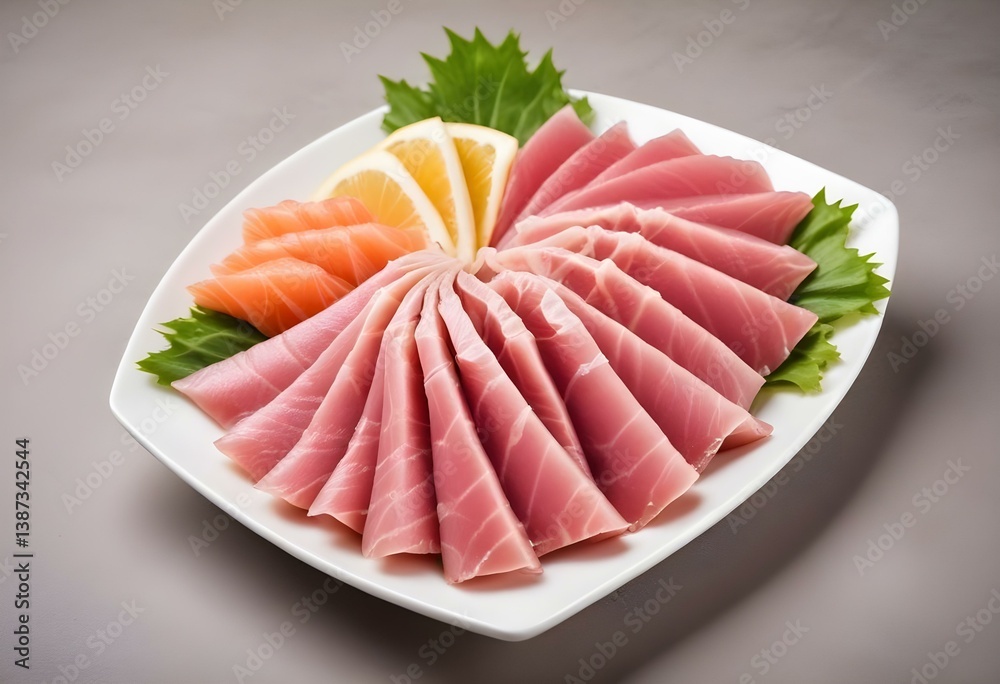 tuna sashimi with withe plate isolated on white background tuna sashimi with withe plate isolated on white background