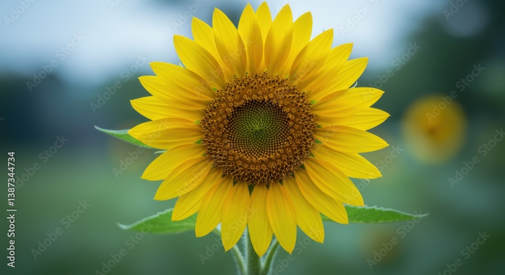 Vibrant Sunflower in a Serene Field, a Summer Day's Delightful Bloom Vibrant Sunflower in a Serene Field, a Summer Day's Delightful Bloom