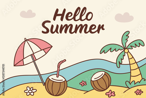 hello summer  concept vector illustration design