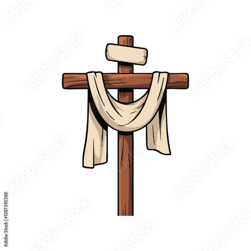 Cross with Draped Cloth Simple vector cross with clean cloth draped