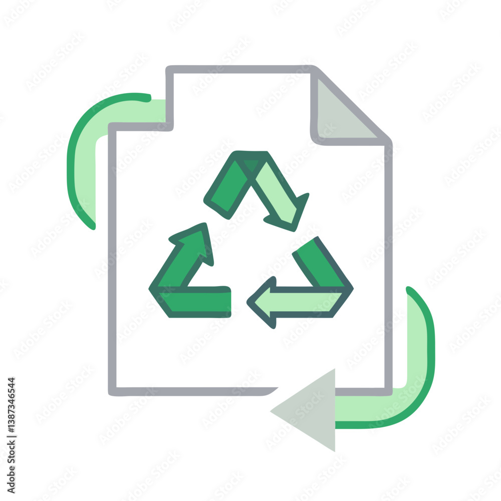 Recycle arrows on document icon for reuse Recycle arrows on document icon for reuse