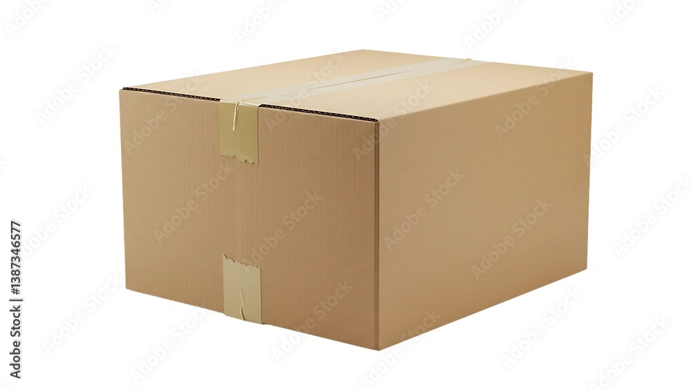 Shipping Box: Closed and Ready for Transport on White Background Shipping Box: Closed and Ready for Transport on White Background