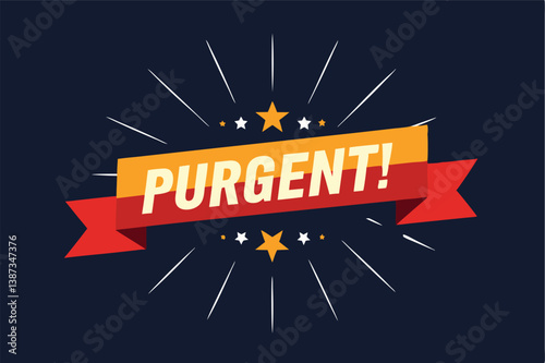 Message indicating urgency with a vibrant vector illustration featuring a red and yellow banner against a dark background adorned with stars