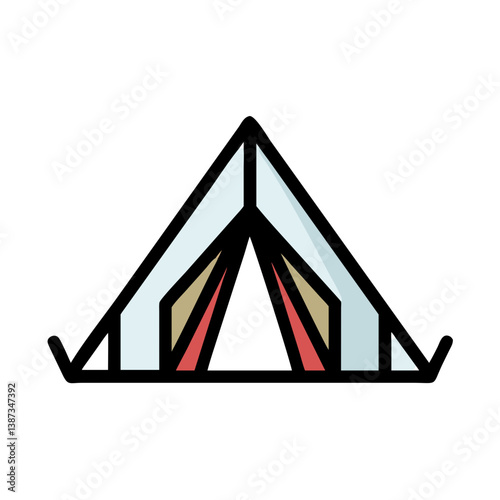 Camping tent icon with triangular shape