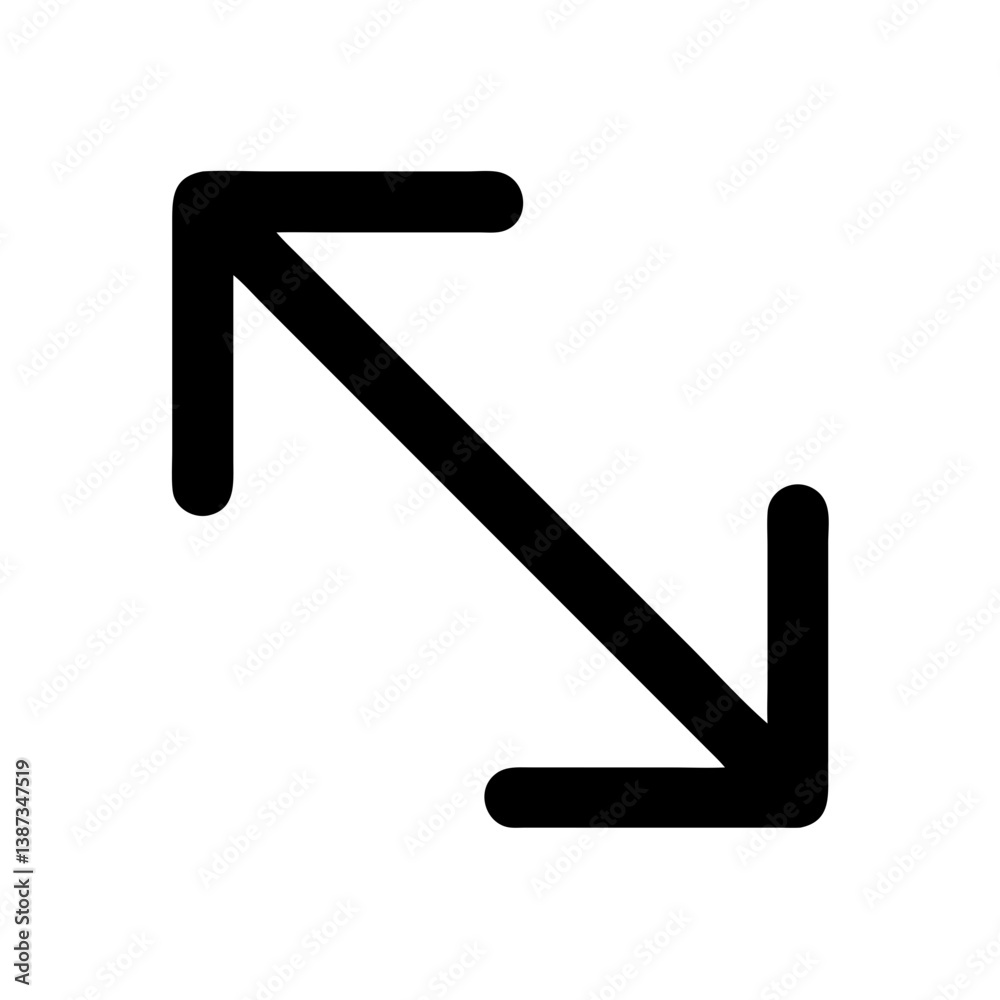 Diagonal resizing arrows icon in minimal black Diagonal resizing arrows icon in minimal black
