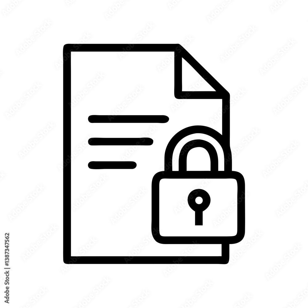 Document icon with padlock for data privacy Document icon with padlock for data privacy