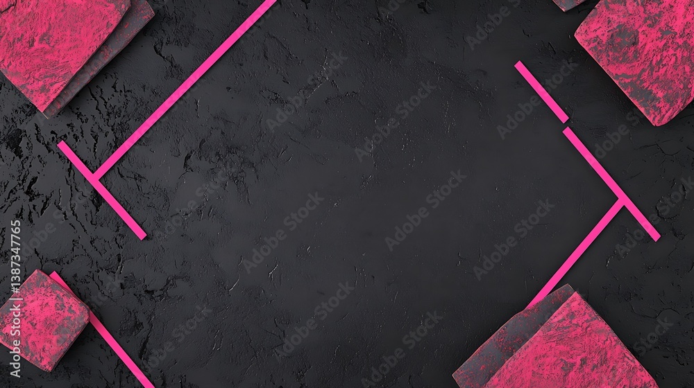 Fototapeta premium Pink geometric shapes on black