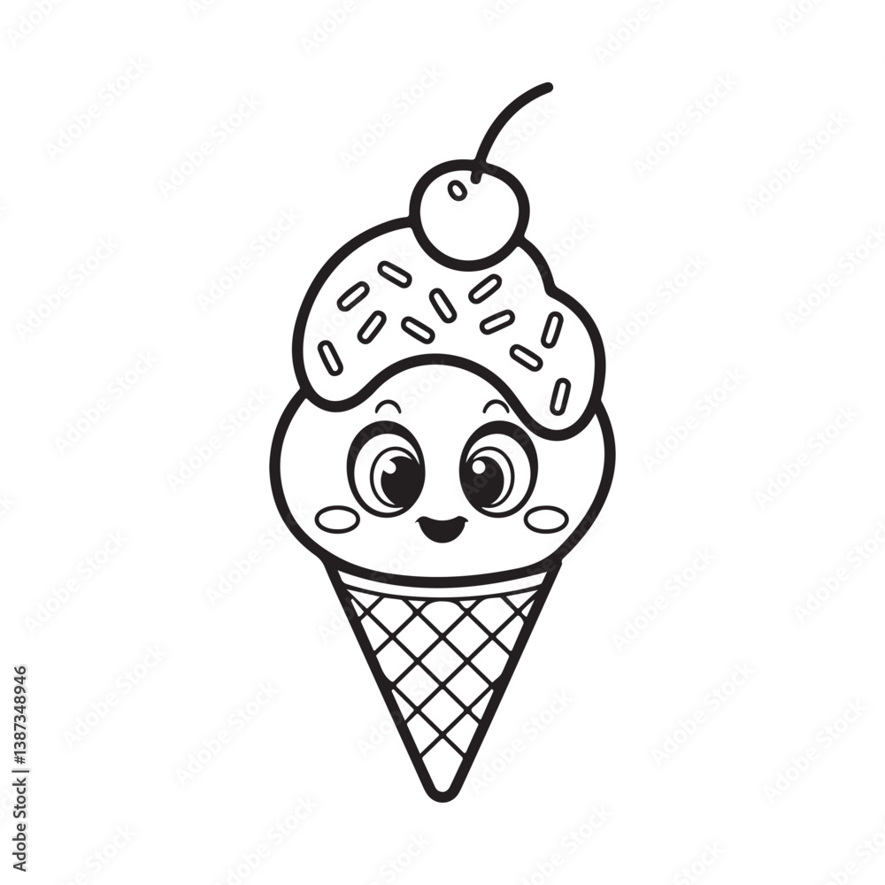 Ice cream summer hand drawing cartoon playful illustration Ice cream summer hand drawing cartoon playful illustration