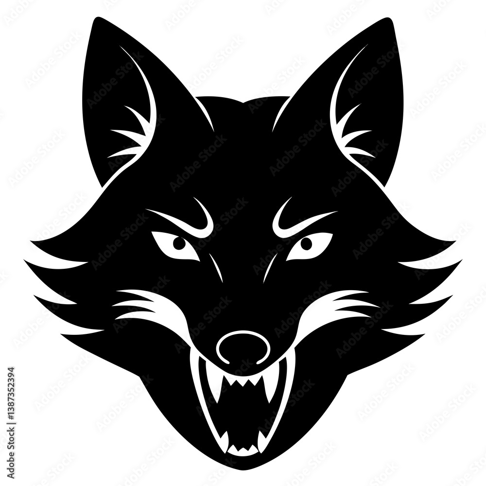Fototapeta premium A wolf face silhouette vector illustration on white background 