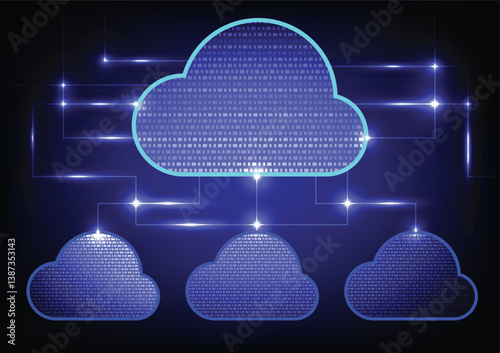 Abstract technology background cloud storage vector graphic illustration design technology digital network communication futuristic online concept