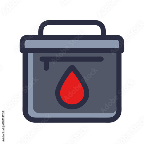 Blood Donation Box Icon in Flat Design with Red Drop  