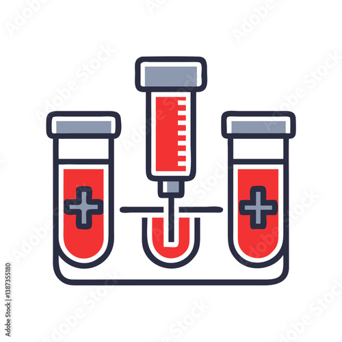 Medical Syringe Drawing Blood into Test Tubes for Health Awareness  