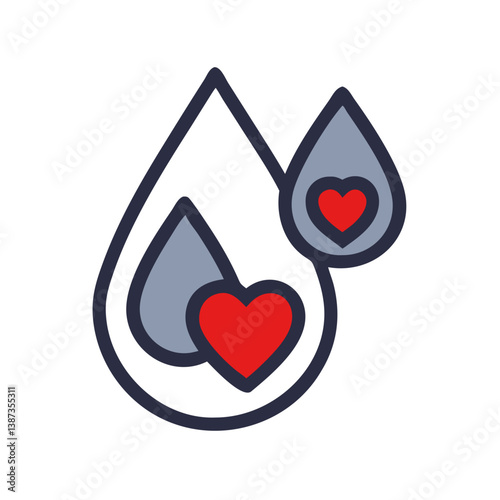 Blood Drops with Hearts Symbolizing Donorship Awareness  