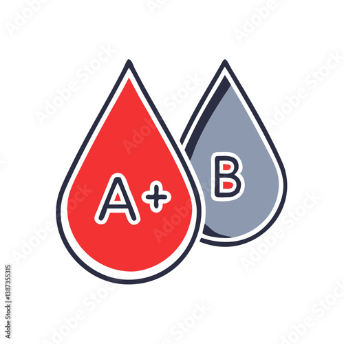 Blood Type Symbols A+ and B in a Colorful, Graphic Style  
