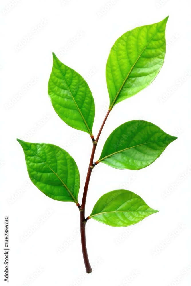 Single branch with intricate details isolated on white background, green, leaf Single branch with intricate details isolated on white background, green, leaf