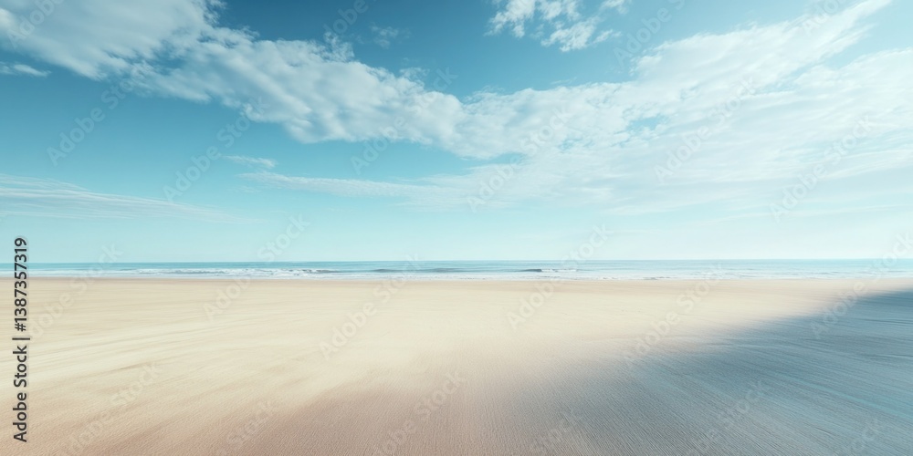 Sandy beach with clear water under blue sky
