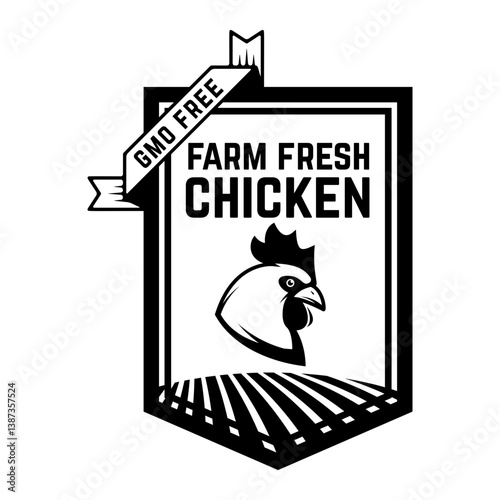 Chicken meat labels. Farm fresh poultry meat. Design elements for logo, label, emblem, sign, brand mark. Vector illustration.
