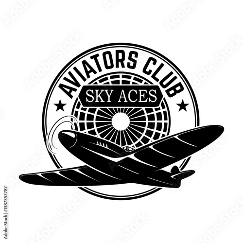 aviators club labels. Retro planes. Design elements for logo, label, emblem, sign, brand mark.